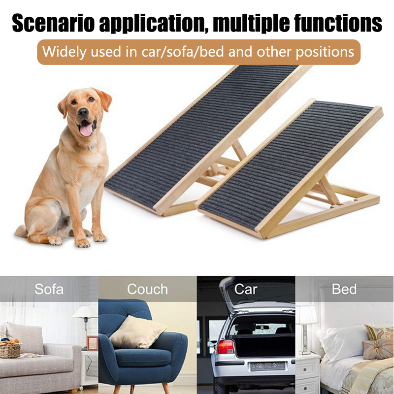 Load image into Gallery viewer, PORIYA Foldable Dog Pet Ramp Adjustable Height Dogs Stairs for Bed Sofa Car
