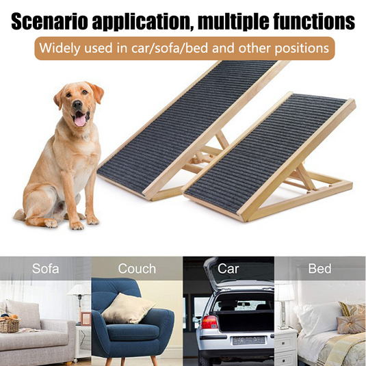 PORIYA Foldable Dog Pet Ramp Adjustable Height Dogs Stairs for Bed Sofa Car
