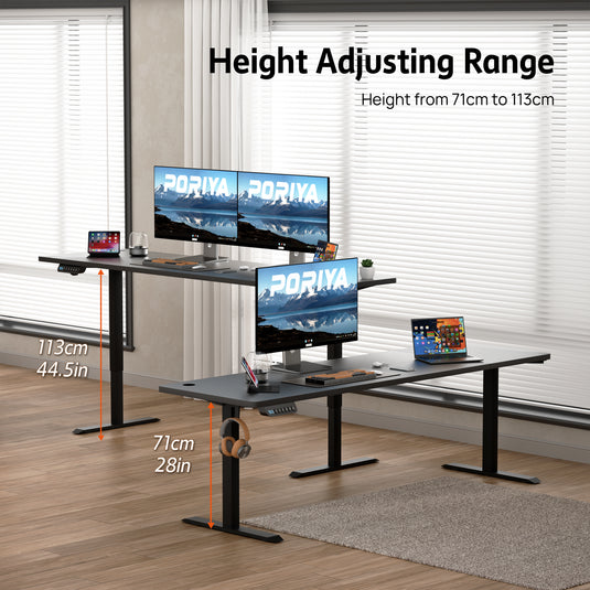 PORIYA 1.7M Electric Standing Desk Height Adjustable Home Office Computer Working Desk