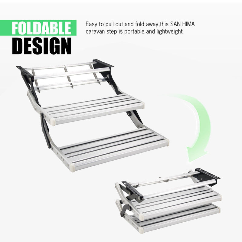 Load image into Gallery viewer, PORIYA Caravan Step Aluminium Pull Out Folding Caravan Step Camper Trailer Motorhome RV
