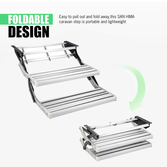 PORIYA Caravan Step Aluminium Pull Out Folding Caravan Step Camper Trailer Motorhome RV