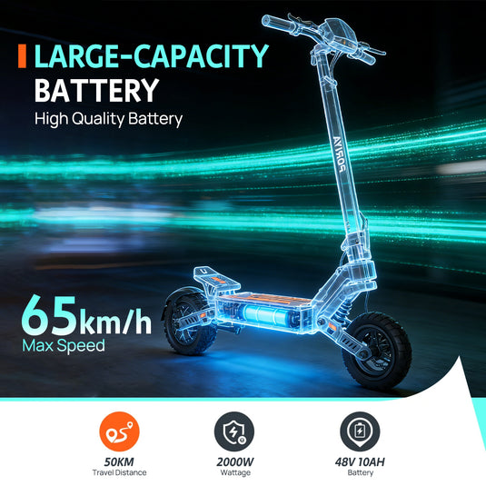 PORIYA 11" Electric Scooter 2000W 50KM 65KM/H Off-Road Adult E-Bike E-Scooter