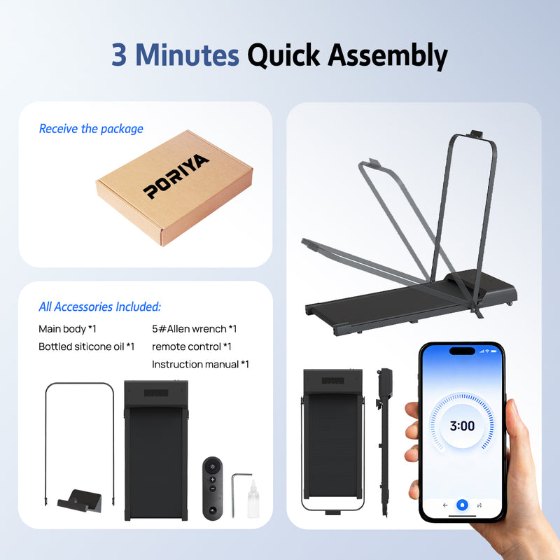 Load image into Gallery viewer, PORIYA Electric Quiet Under Desk Treadmill for Home Gym Fitness Remote Control
