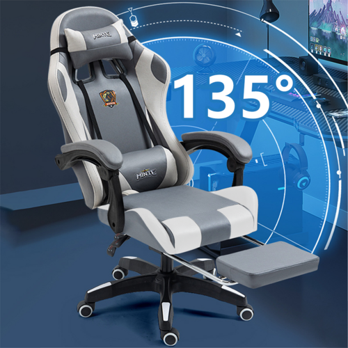 Load image into Gallery viewer, Technology Fabric Gaming Chair Racing Massage Leather Computer Seat Footrest
