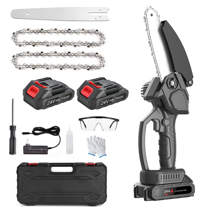 Load image into Gallery viewer, Mini Cordless Handheld Electric Chainsaw Wood Cutter Rechargeable 2 Battery
