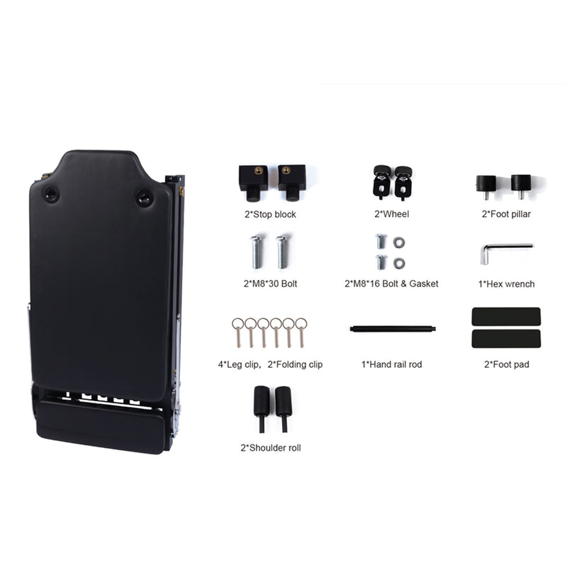 Load image into Gallery viewer, Foldable Pilates Reformer Workout Latex resistance Machine Exercise Yoga Black
