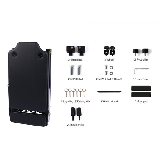 Foldable Pilates Reformer Workout Latex resistance Machine Exercise Yoga Black