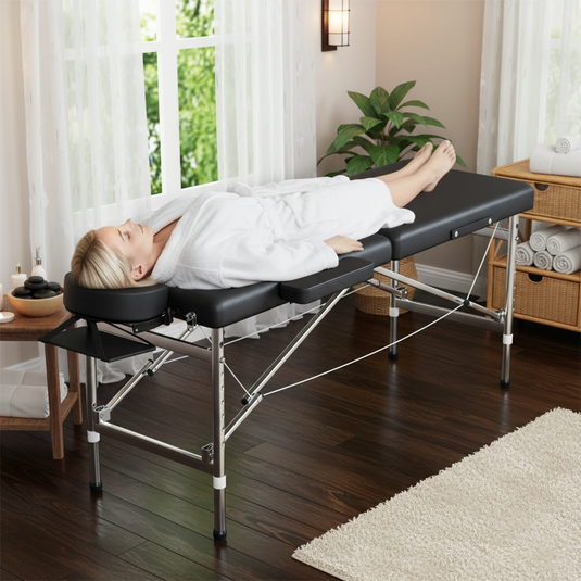 PORIYA Portable Massage Table 2 Fold Aluminum Bed Spa Salon Beauty Therapy Massage Bed