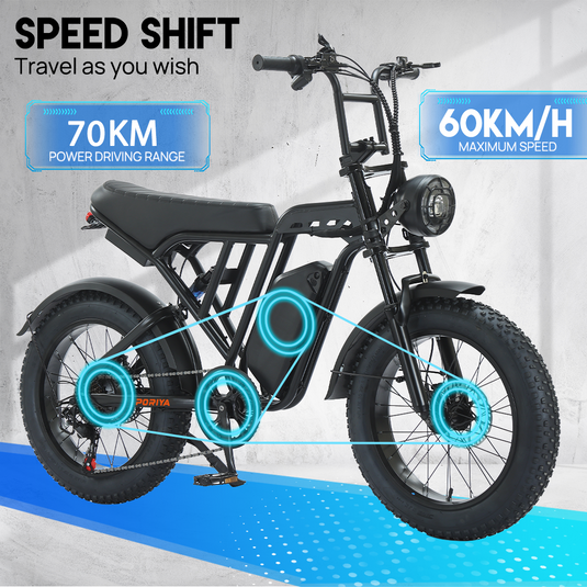 PORIYA 2000W 20" Electric Bike 48V 16Ah 60km/h MTB Ebike 70KMH Mountain Bicycle E-Bike