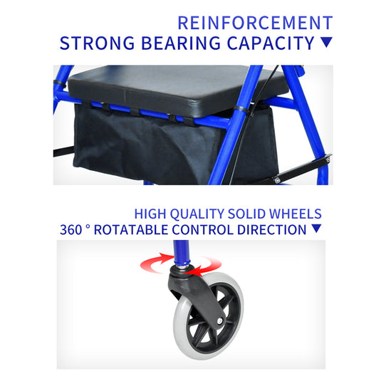 Classic Rollator Walker Lightweight Folding Mobility Walking Rollator Walker