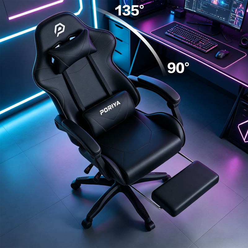 Load image into Gallery viewer, PORIYA Gaming Chair Home Office Computer Seat Racing PU Executive Recliner Chair
