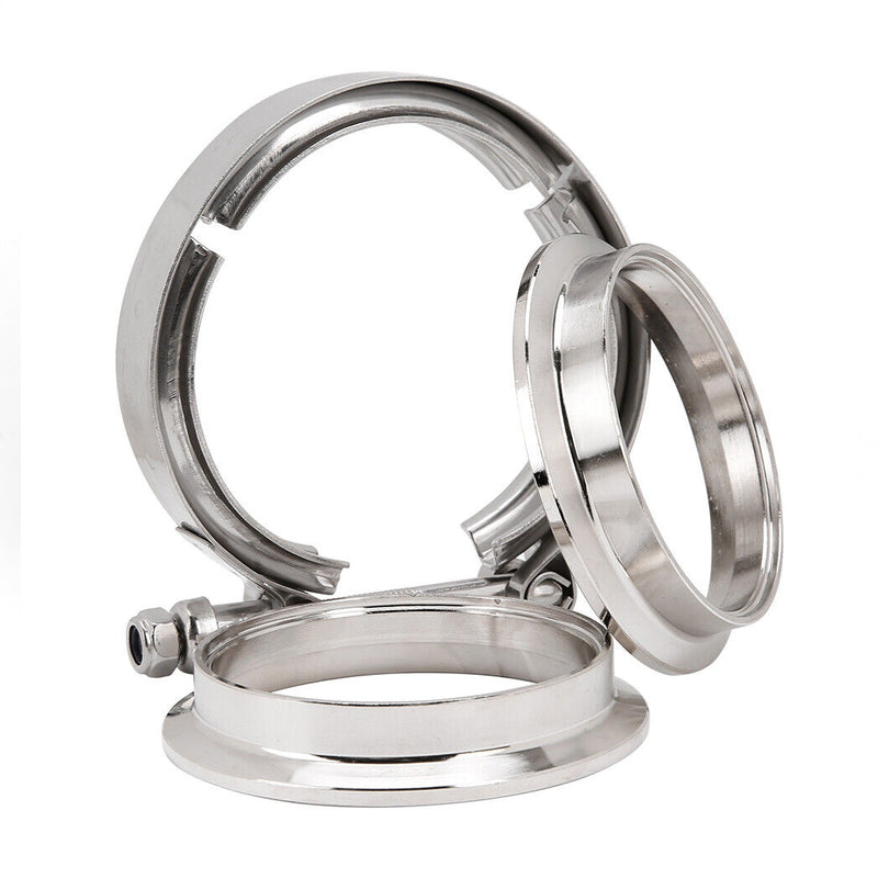 Load image into Gallery viewer, PORIYA 3" inch 76mm V-Band Vband Clamp Stainless Steel Flange Exhaust Pipe Tailpipe 2x
