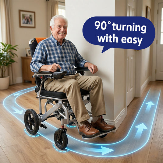 PORIYA 16.5KG Electric Wheelchair Lightweight Foldable Lithium Power Aluminium Portable