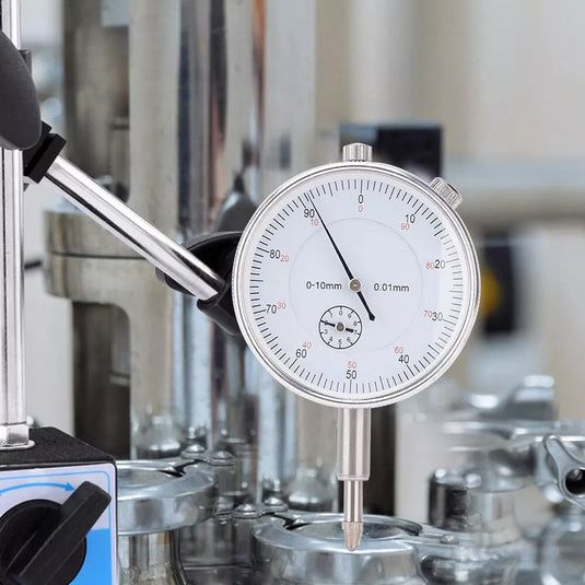 PORIYA 0-10mm Dial Indicator Gauge With Magnetic Base 60KG Pull 22 Indicator Point Set