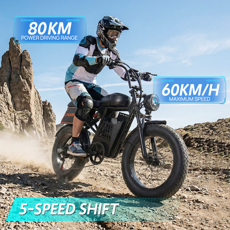 Load image into Gallery viewer, PORIYA 2000W 80KM 60KM/H Electric Bike Mountain Bicycle E-Bike 20“ off Road Traveling

