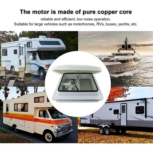PORIYA Caravan Roof Vent 12V Fan RV Shower Hatch 355x355mm Flyscreen Motor Home