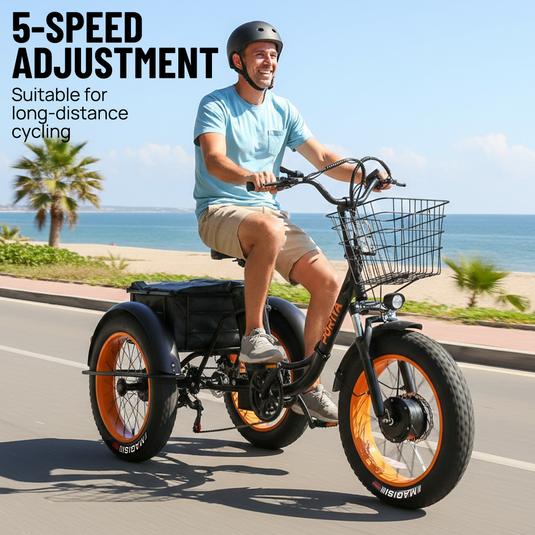 PORIYA 20" Foldable Electric Tricycle 1500W Fat Tire 3 Wheel Bike 55km/h E-Trike 60km