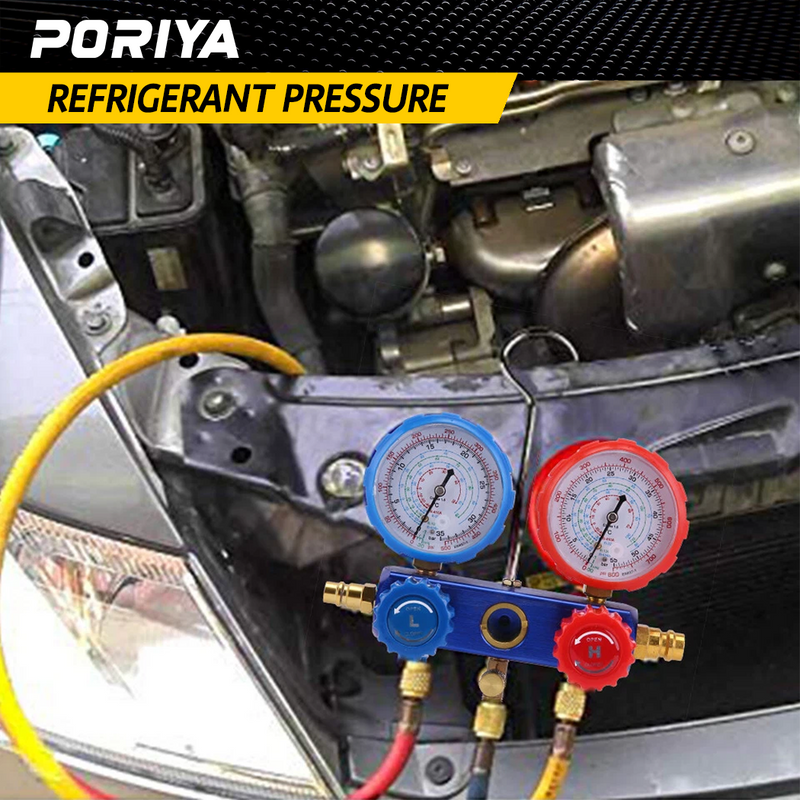 Load image into Gallery viewer, PORIYA Air Conditioner A/C Refrigeration Tools Kit Manifold Gauge Set 5 Feet R134A R12
