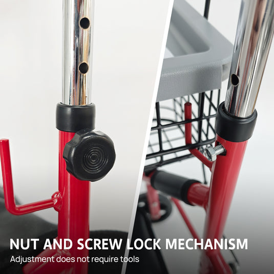 PORIYA Folding Walker Rollator 3 Wheel Mobility Aid Frame Indoor Outdoor Medical w/ Bag