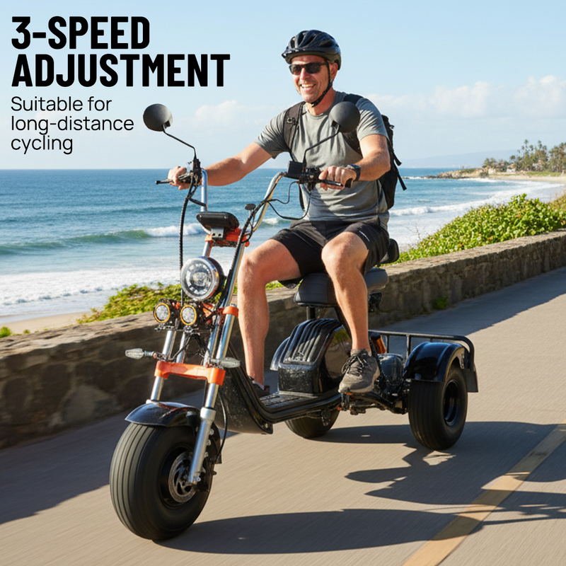 Load image into Gallery viewer, PORIYA Electric Scooter 3000W 60KM/H Adult Off Road 3 Wheels E-Scooter w/ Basket
