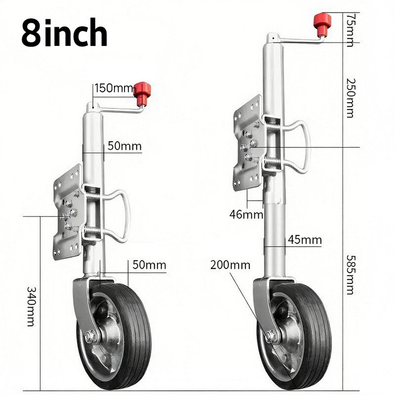 Load image into Gallery viewer, PORIYA 6'' 8'' 10" Jockey Wheel Swing Up Solid Wheel 1000kg Caravan Boat Trailer

