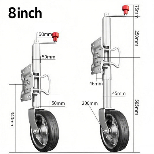 PORIYA 6'' 8'' 10" Jockey Wheel Swing Up Solid Wheel 1000kg Caravan Boat Trailer