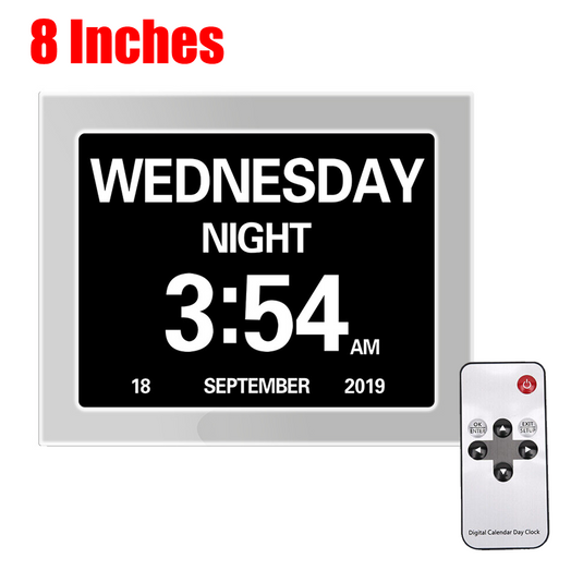 PORIYA 7/8‘’LED Dementia Digital Calendar Clock Alarm Day/Week/Month/Year Extra Large
