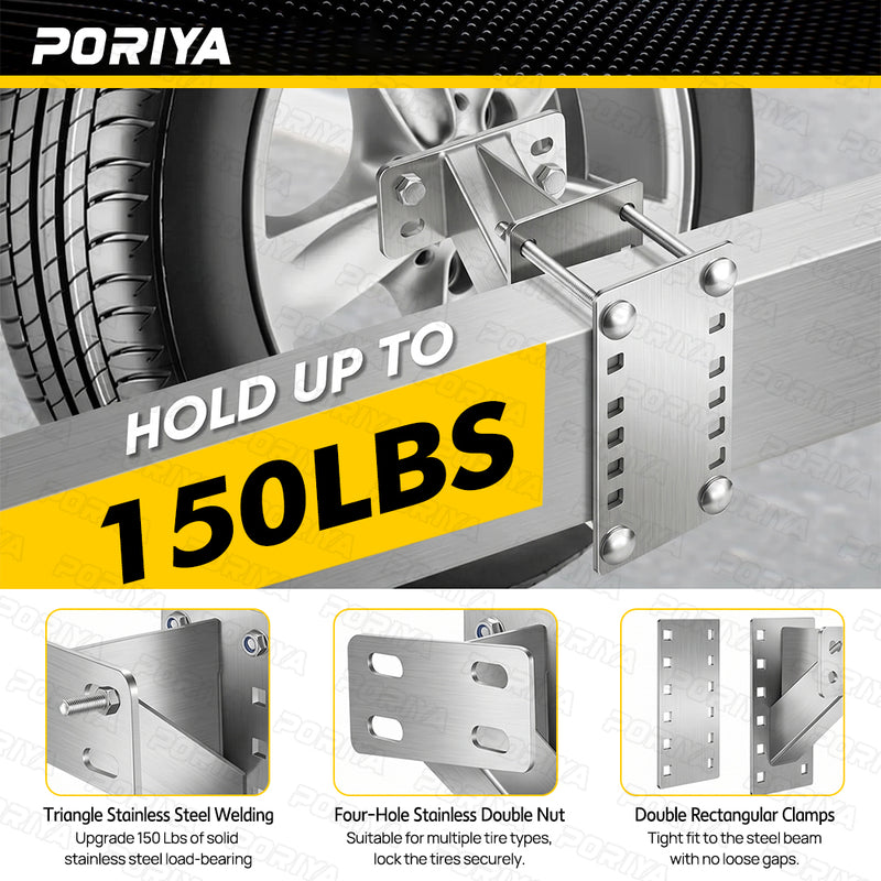 Load image into Gallery viewer, PORIYA Spare Wheel Carrier Bracket Tyre Holder For Trailer Caravan Boat 150 Lbs
