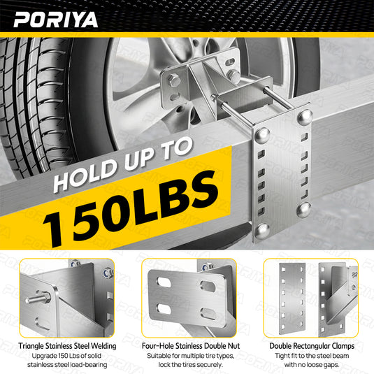 PORIYA Spare Wheel Carrier Bracket Tyre Holder For Trailer Caravan Boat 150 Lbs