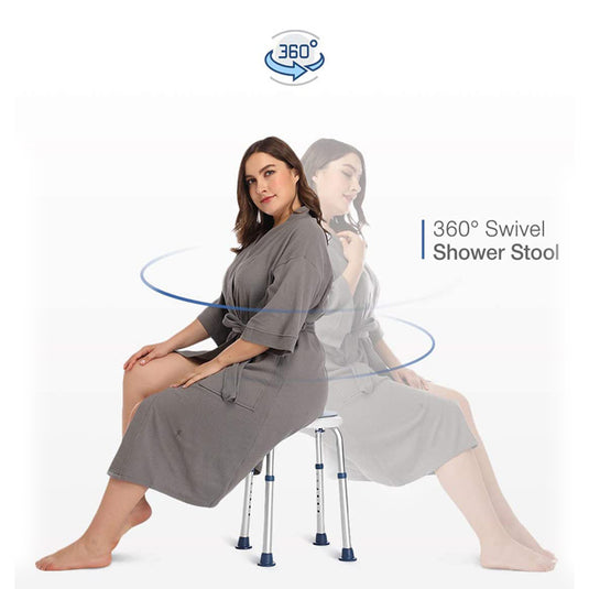 Adjustable Bath Shower Stool Height Adjustable Chair Seat Rotating Swivel Round