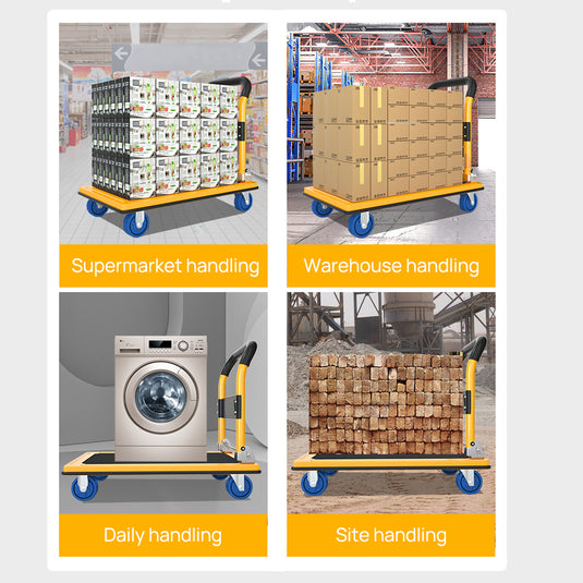 PORIYA 150KG Folding Platform Trolley Hand Cart Heavy Duty Hand Truck Foldable Dolly