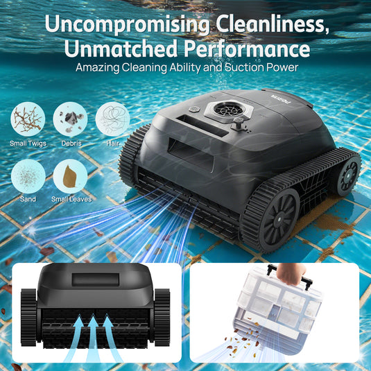 PORIYA Robotic Pool Cleaner Smart Control Wall Climbing Scuba Pool Cleaner