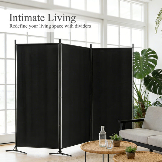 PORIYA 3-Panel Room Divider Privacy Screen Folding Steel Frame Fabric Partition Stand