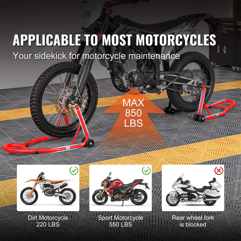 Load image into Gallery viewer, PORIYA 1100lbs Motorbike Dolly Motorcycle Front Wheel Stand and Rear Wheel Stand 2PC
