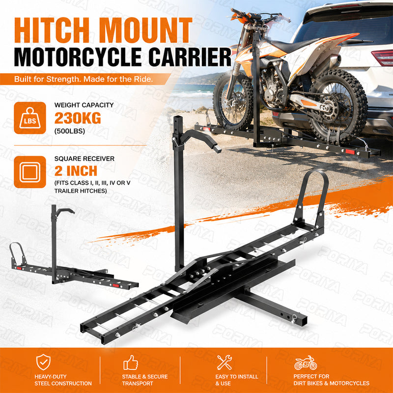 Load image into Gallery viewer, PORIYA Motorcycle Motorbike Carrier Rack 2" Towbar Arm Rack Dirt Bike Ramp Steel
