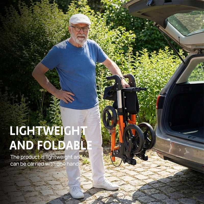 Load image into Gallery viewer, Rollator Walker Aluminium Foldable Walking Frame Mobility Aid Rollator 4 Wheels
