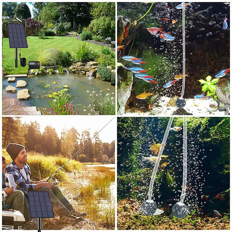 Load image into Gallery viewer, Solar Oxygenator Air Pump Kit Fish Pond Pool Water Oxygen Aerator 3 Modes
