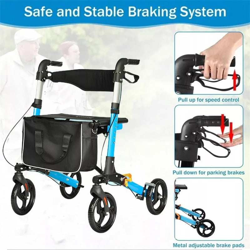 Load image into Gallery viewer, Rollator Walker Aluminium Foldable Walking Frame Mobility Aid Rollator 4 Wheels
