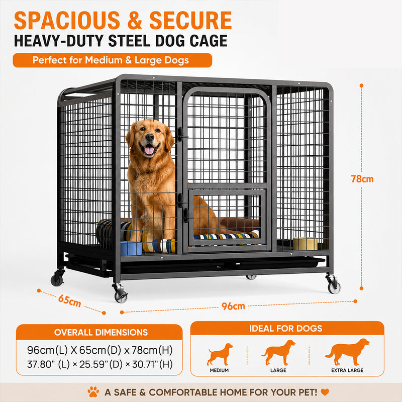 Load image into Gallery viewer, PORIYA Dog Cage Crate Large Kennel Pet Cage Cat Puppy Metal Cage 36" Playpen 4 Rounds

