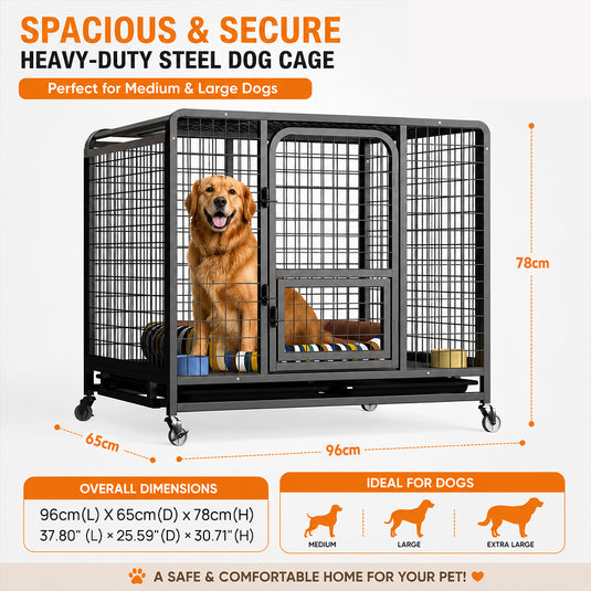 PORIYA Dog Cage Crate Large Kennel Pet Cage Cat Puppy Metal Cage 36" Playpen 4 Rounds
