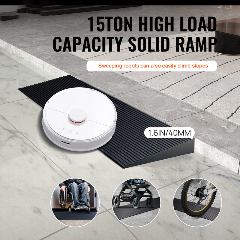 Load image into Gallery viewer, PORIYA Rubber Curb Ramp 90x20x4cm Cuttable Threshold Ramp Kerb Driveway Threshold Ramp
