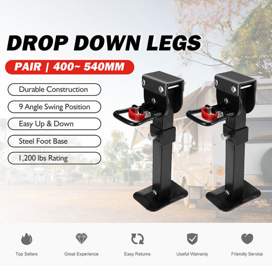 PORIYA 400MM Caravan Drop Down Corner Legs Trailer Steel Legs 1200LBS 2400LBS 2/4PCS