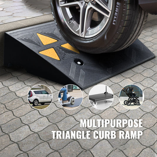Curb Protection Ramp PORIYA Heavy Duty Rubber Curb Ramp Driveway Ramp for Curb 50x28x8cm 15
