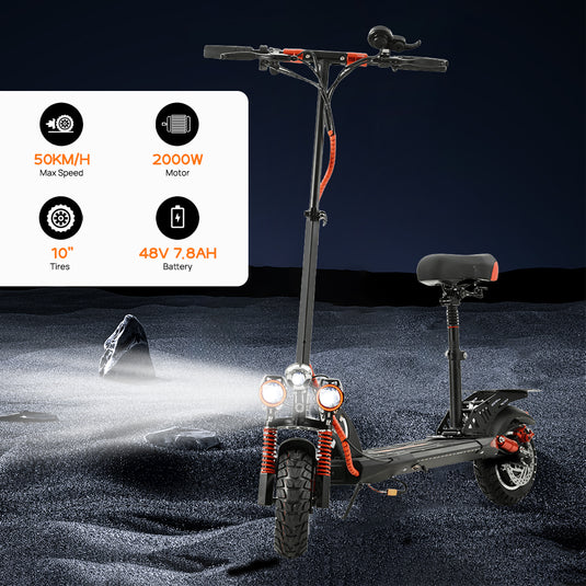 Electric Scooter Off Road 2000W 50km/h Foldable Portable Adult E-Bike W/Tail
