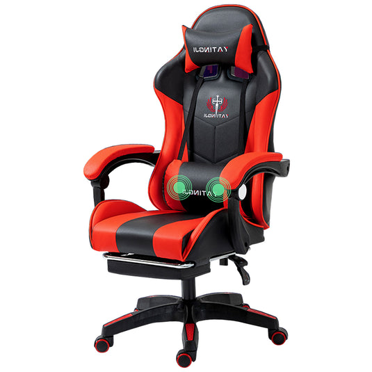 PORIYA Gaming Office Chairs 2-Points Massage Racing RGB LED Leather w/ Footrest