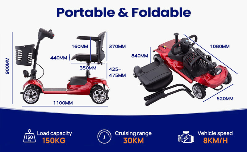 Load image into Gallery viewer, PORIYA Electric Mobility Scooter Electric Motorised Power Portable Folding
