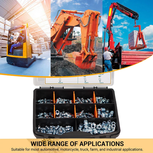 PORIYA 220/280pcs Hydraulic Grease Nipple Metric Imperial Mechanical Lubricant Fitting Kit