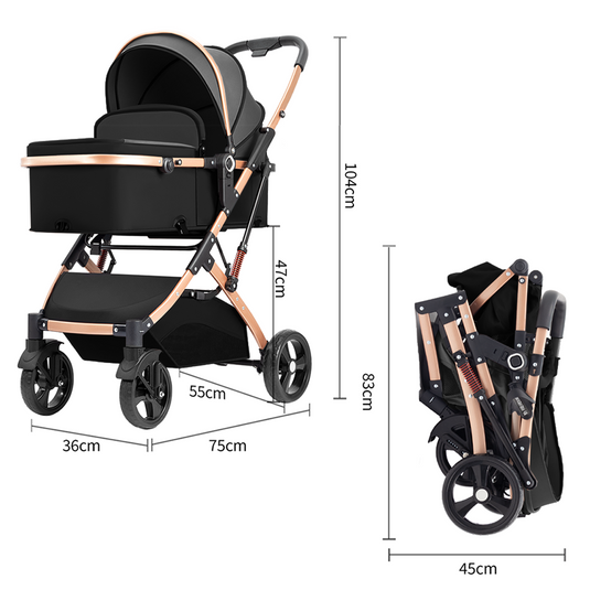 PORIYA Baby Pram Stroller Car Seat 3 in1 Foldable Kid Bassinet Newborn Travel Pushchair