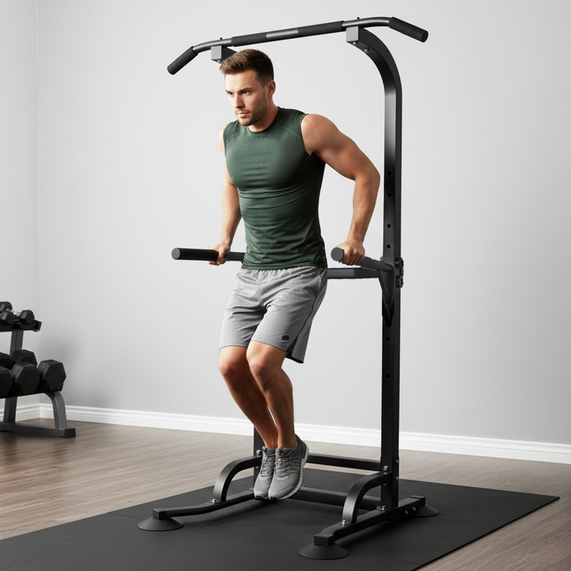 Load image into Gallery viewer, PORIYA Foldable Power Tower Chin Up Station Push Pull Up Bar Knee Raise Weight Dip Gym
