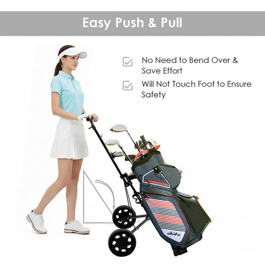 PORIYA Golf Buggy Quick Folding Trolley Golf Cart Trolley 2 Wheels Cup Holder